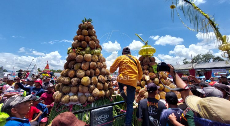 Ribuan Warga Serbu Tumpeng Raksasa Durian di Sedekah Bumi Pulud Ketan